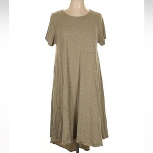 LuLaRoe Carly High Low Midi Casual Tan Short Sleeve Dress Size Large L